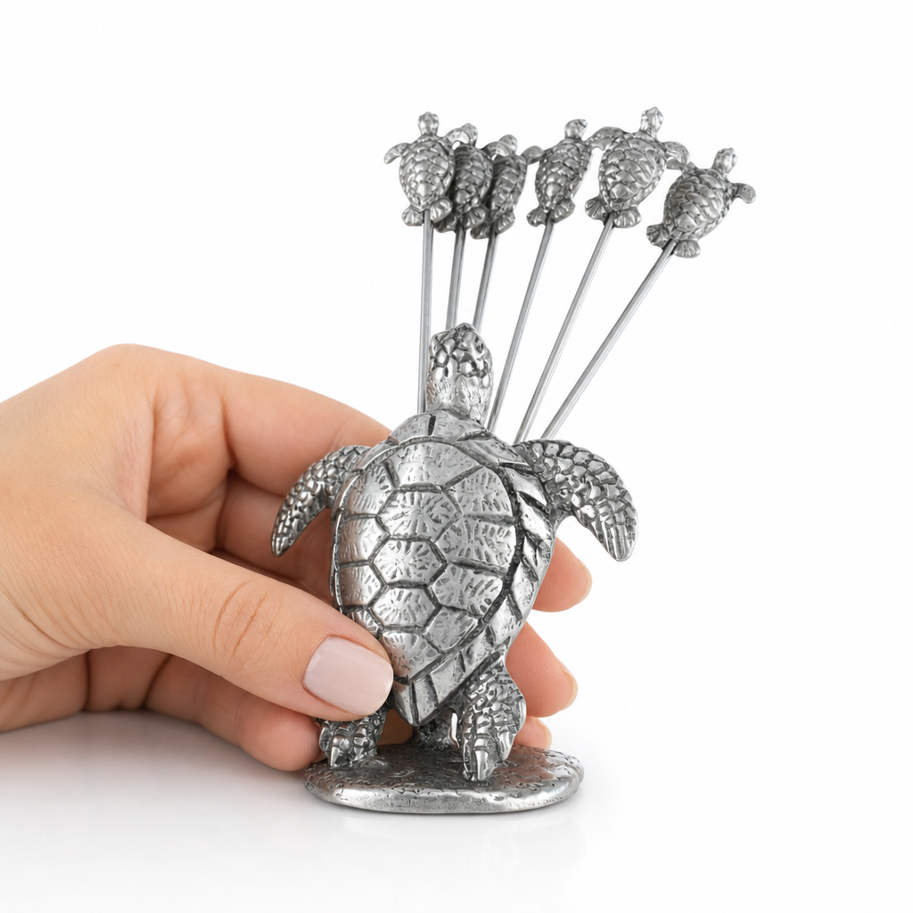 Pewter Sea Turtle Cheese Pick Set