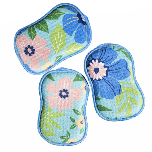 RE:usable Sponges (Set of 3) - Garden: Turquoise