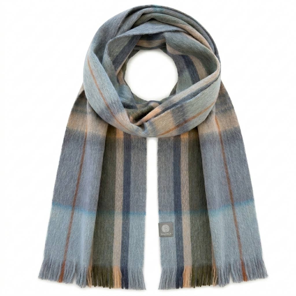 Alpaca Tartan Scarf - Shoreline