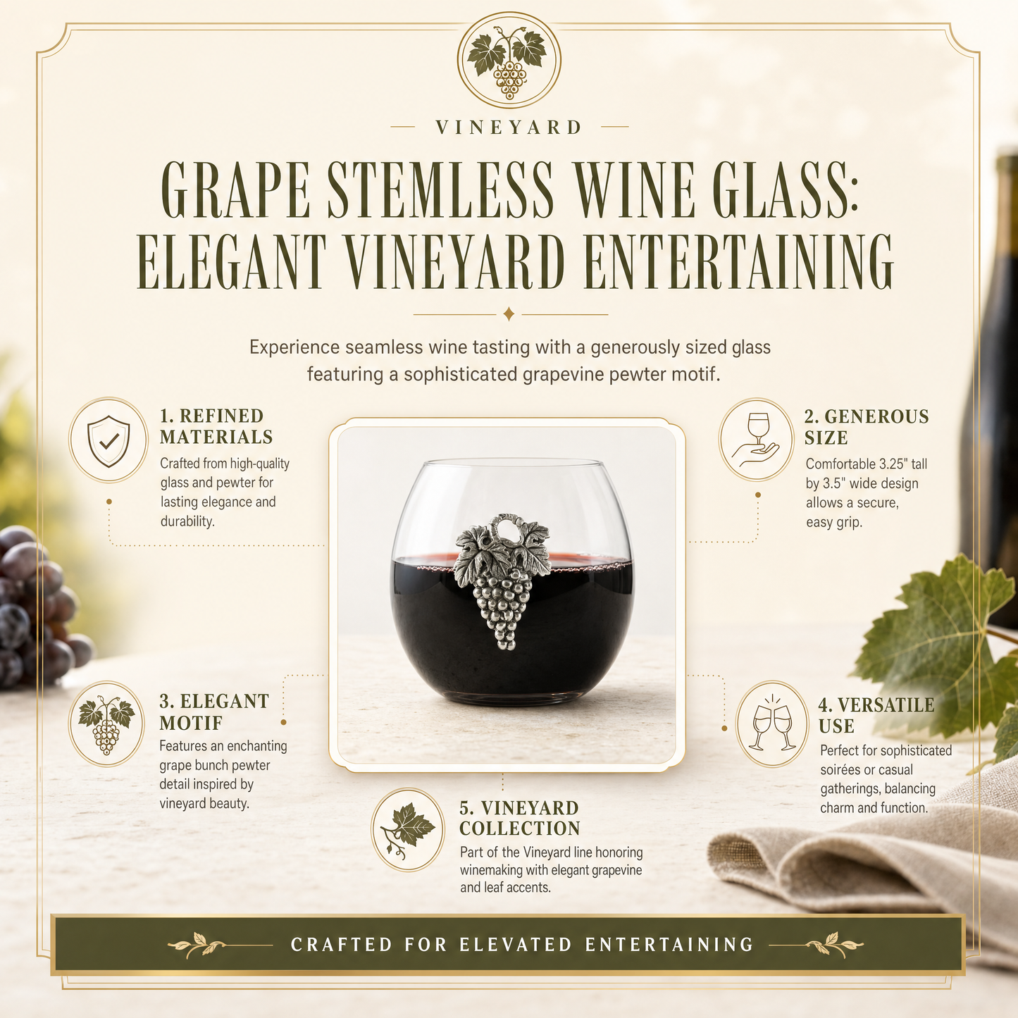Grape Stemless Wine Glass