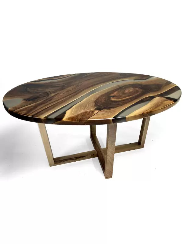 Oval Walnut Clear Epoxy Resin Table