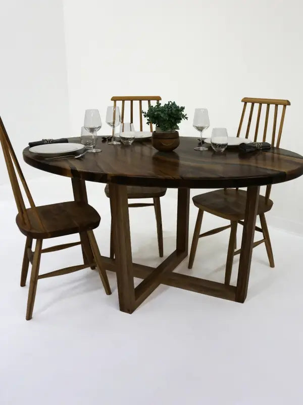 Oval Walnut Clear Epoxy Resin Table