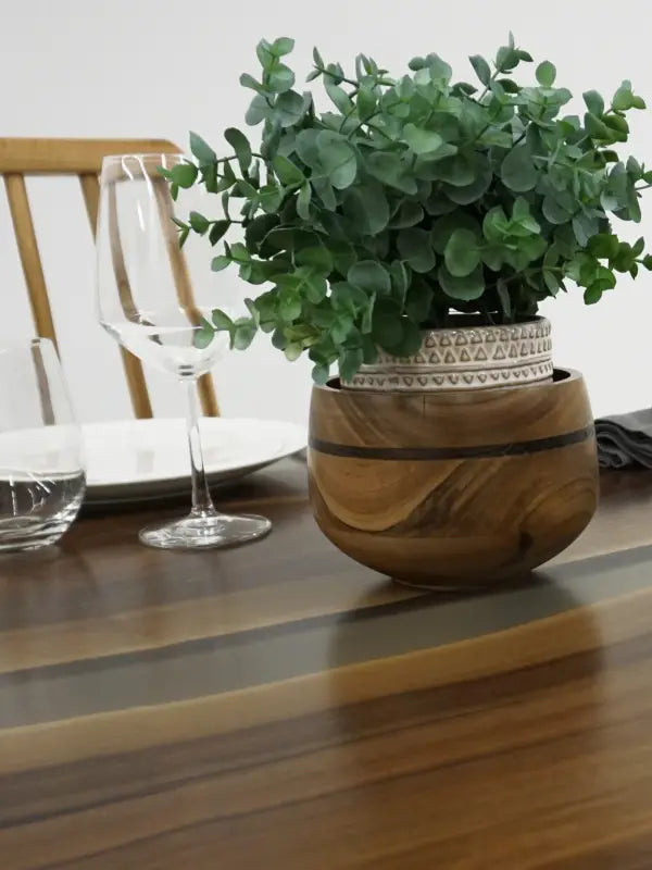 Oval Walnut Clear Epoxy Resin Table
