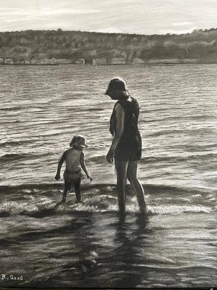 Custom Charcoal Sketch Portrait  - Two People or Pets - 16"x20"
