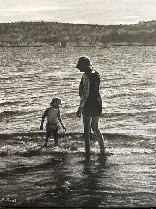 Custom Charcoal Sketch Portrait  - Two People or Pets - 11"x14"