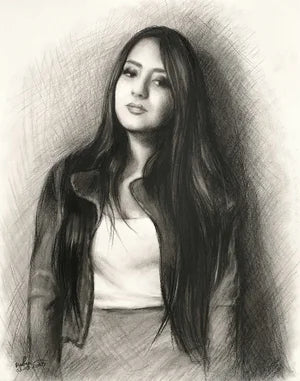 Custom Charcoal Sketch Portrait  - One Person or Pet - 11"x14"